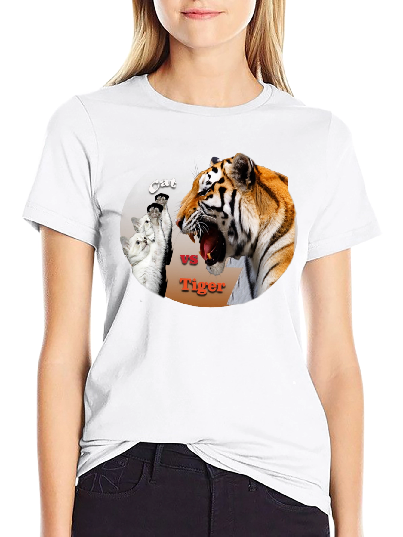 Cat vs. Tiger Black T-Shirt