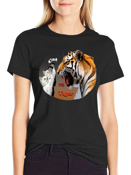 Cat vs. Tiger Black T-Shirt