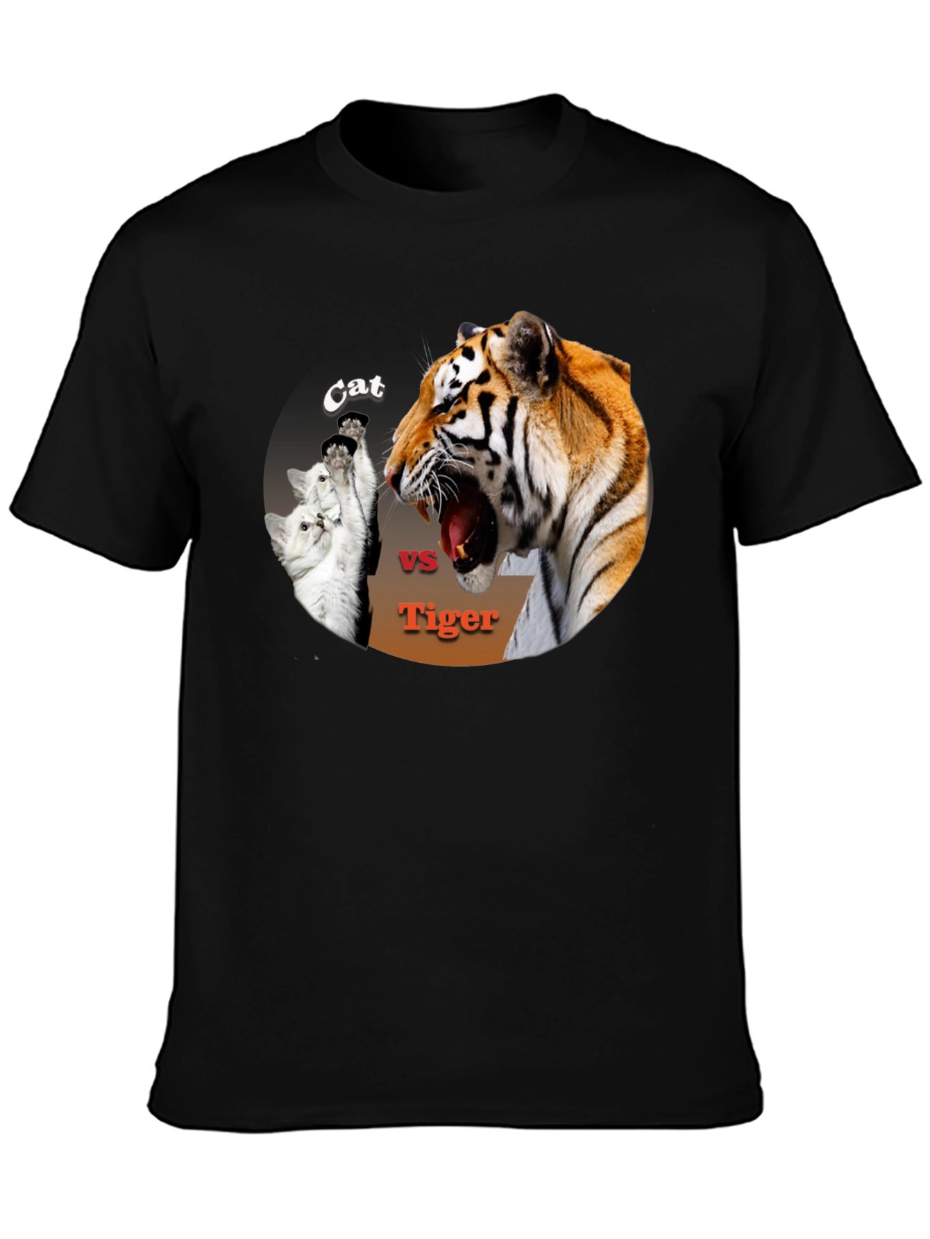 Cat vs. Tiger Black T-Shirt