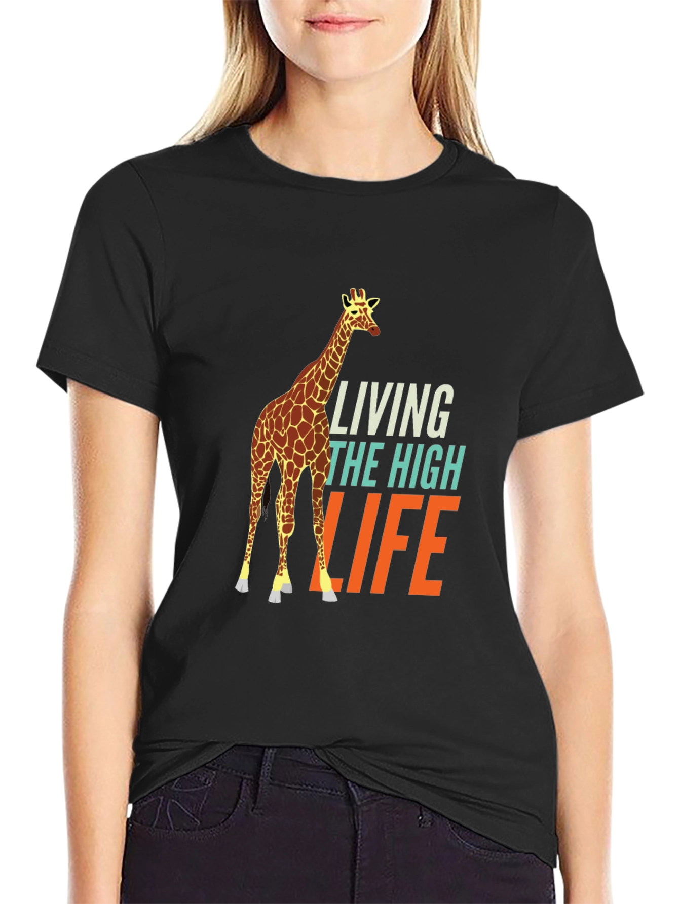 Living the High Life Giraffe Graphic Tee