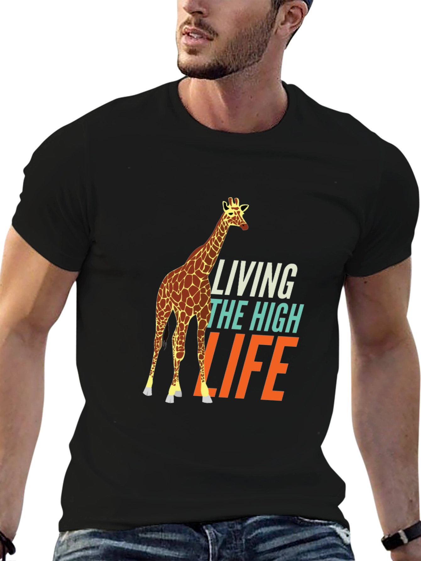 Living the High Life Giraffe Graphic Tee