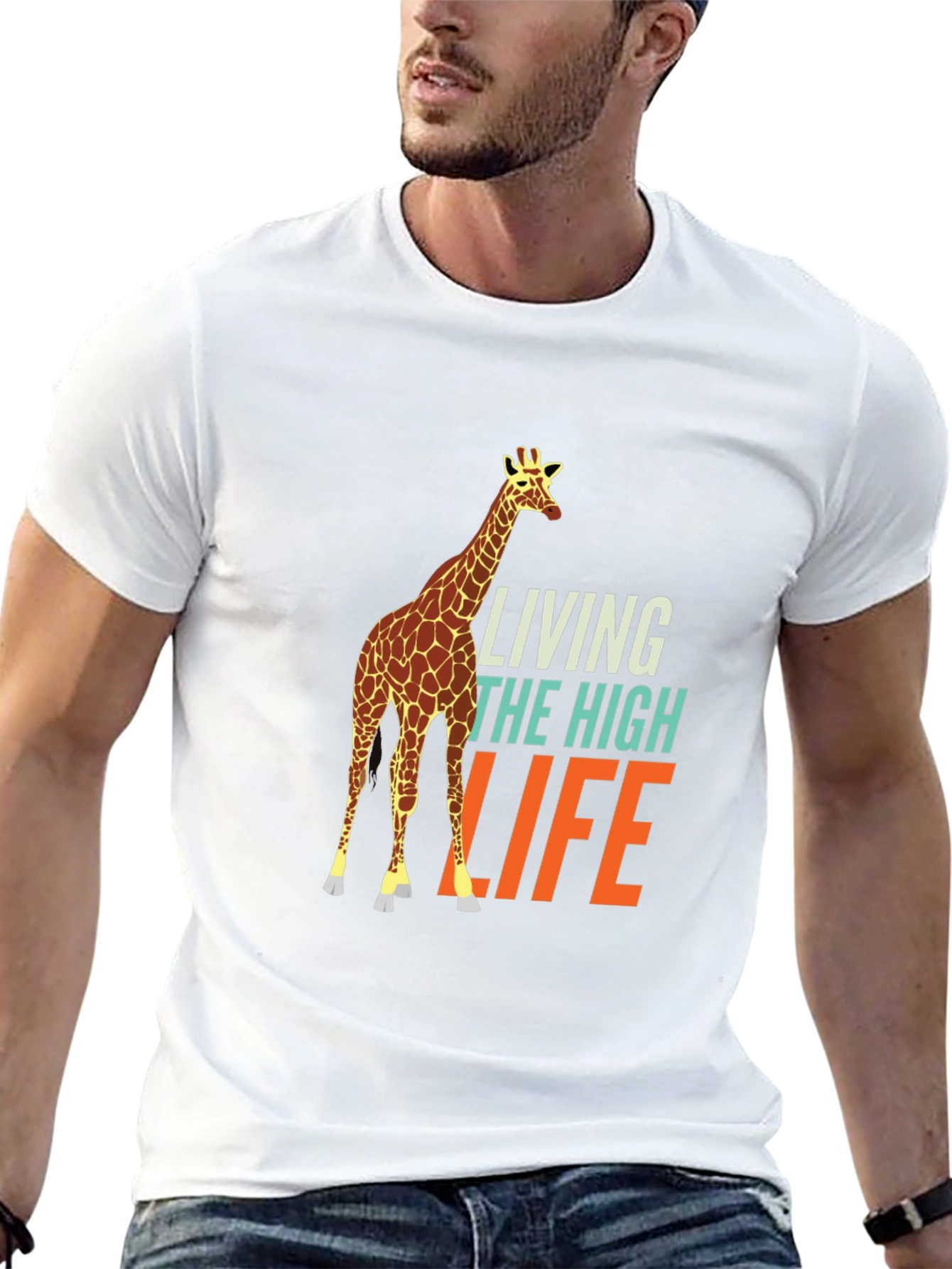 Living the High Life Giraffe Graphic Tee