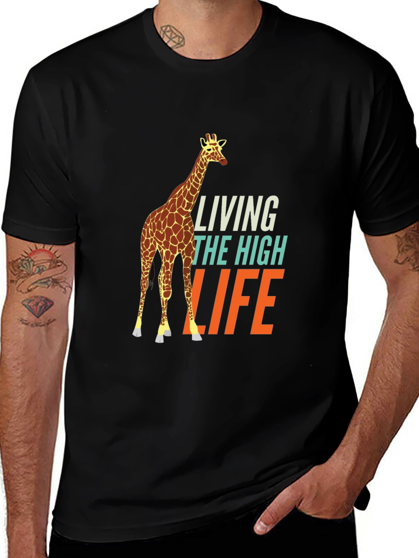 Living the High Life Giraffe Graphic Tee