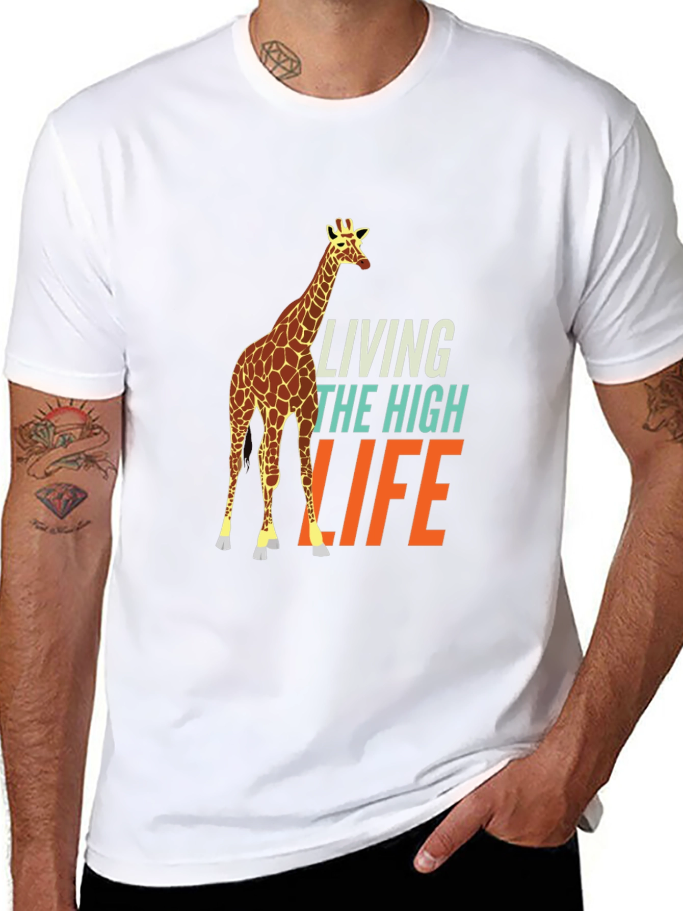 Living the High Life Giraffe Graphic Tee