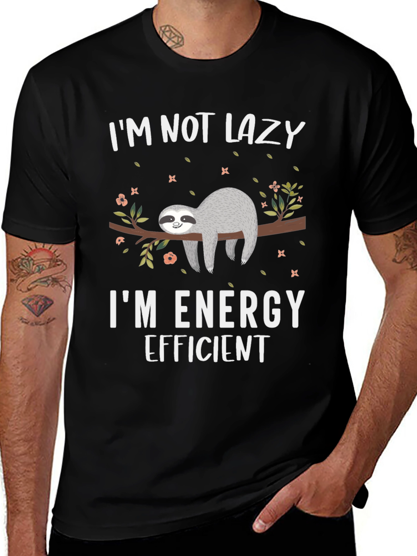 Funny Sloth Graphic T-Shirt - Energy Efficient Tee