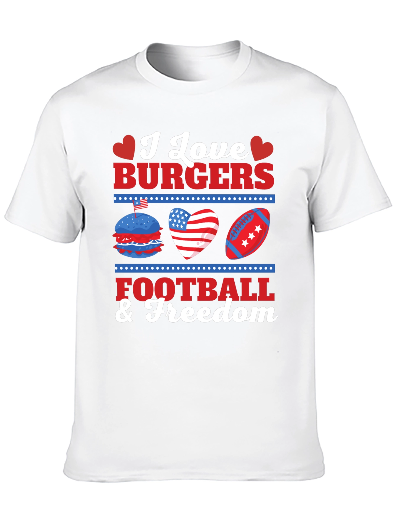 I Love Burgers Football & Freedom Graphic T-Shirt