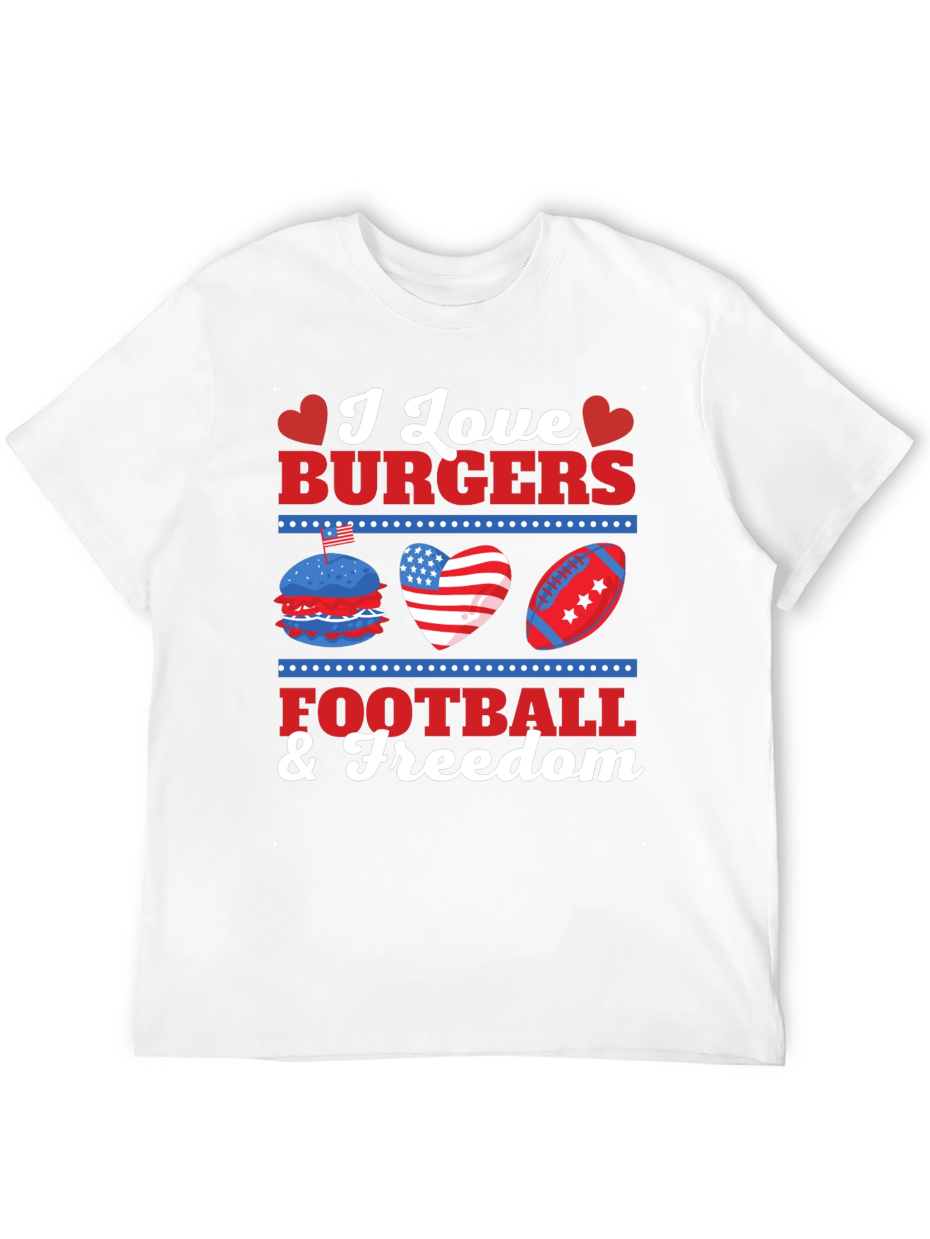 I Love Burgers Football & Freedom Graphic T-Shirt