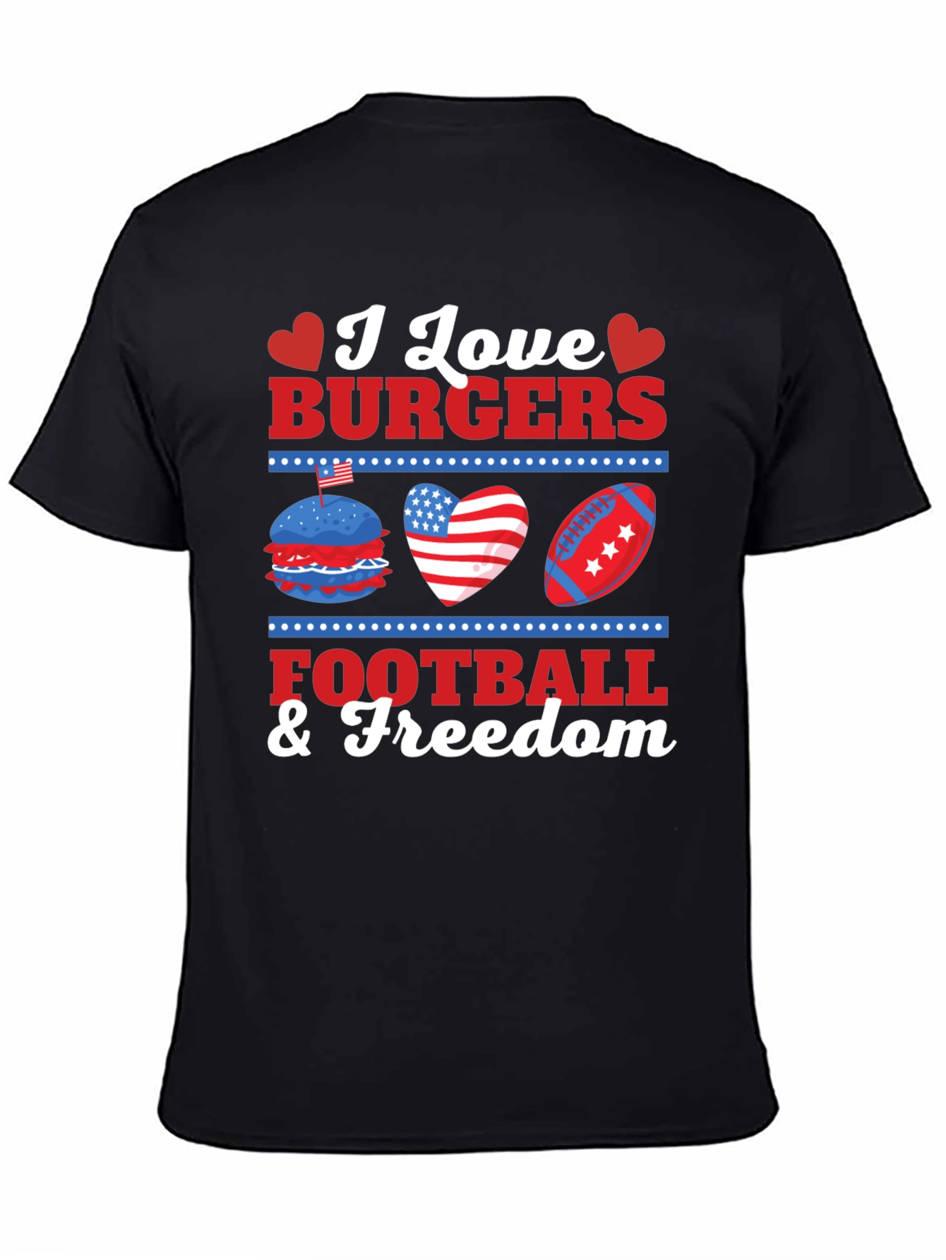 I Love Burgers Football & Freedom Graphic T-Shirt