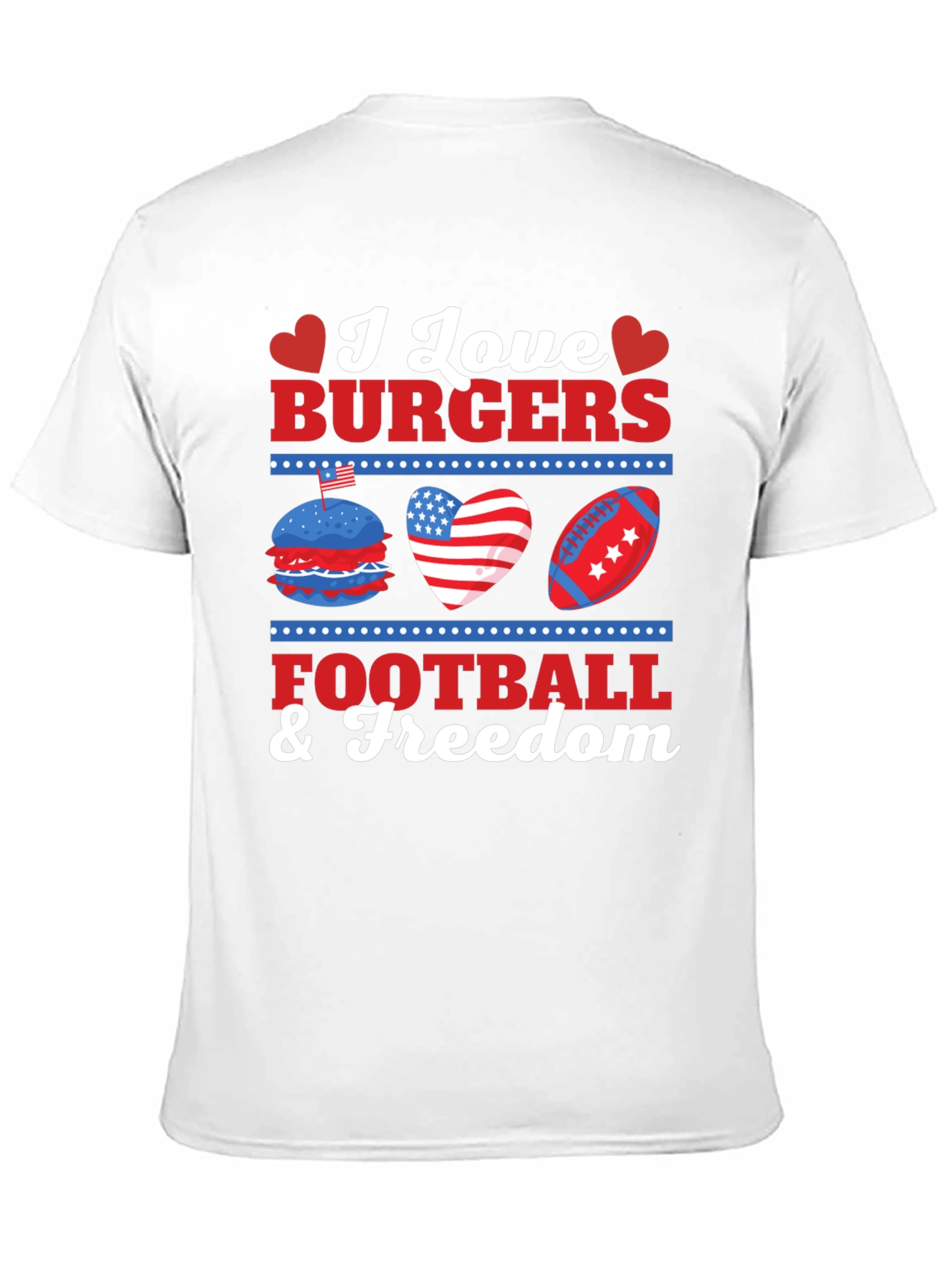 I Love Burgers Football & Freedom Graphic T-Shirt
