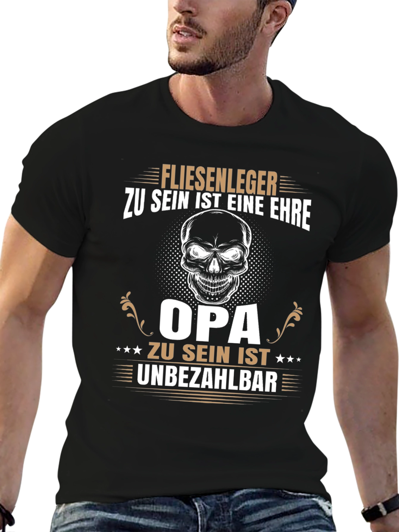 Tile Layer Grandpa Black T-Shirt