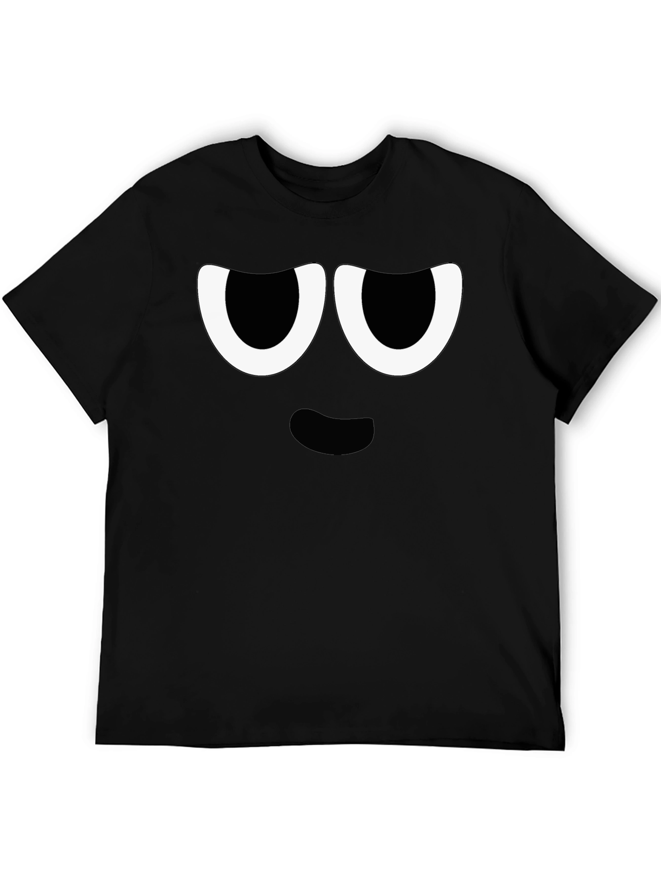 Funny Cartoon Face Graphic Black T-Shirt