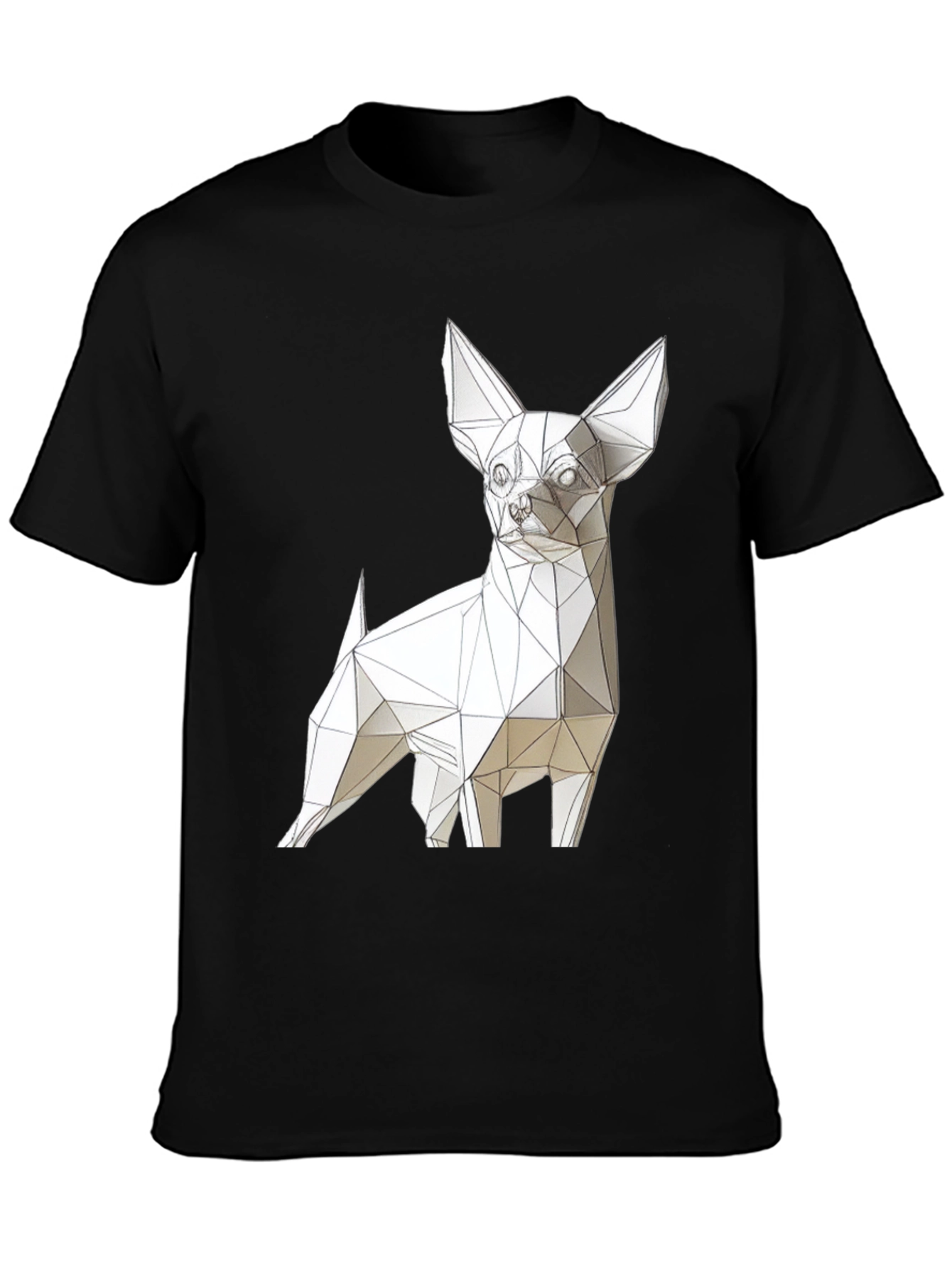 Geometric Dog Print Black T-Shirt