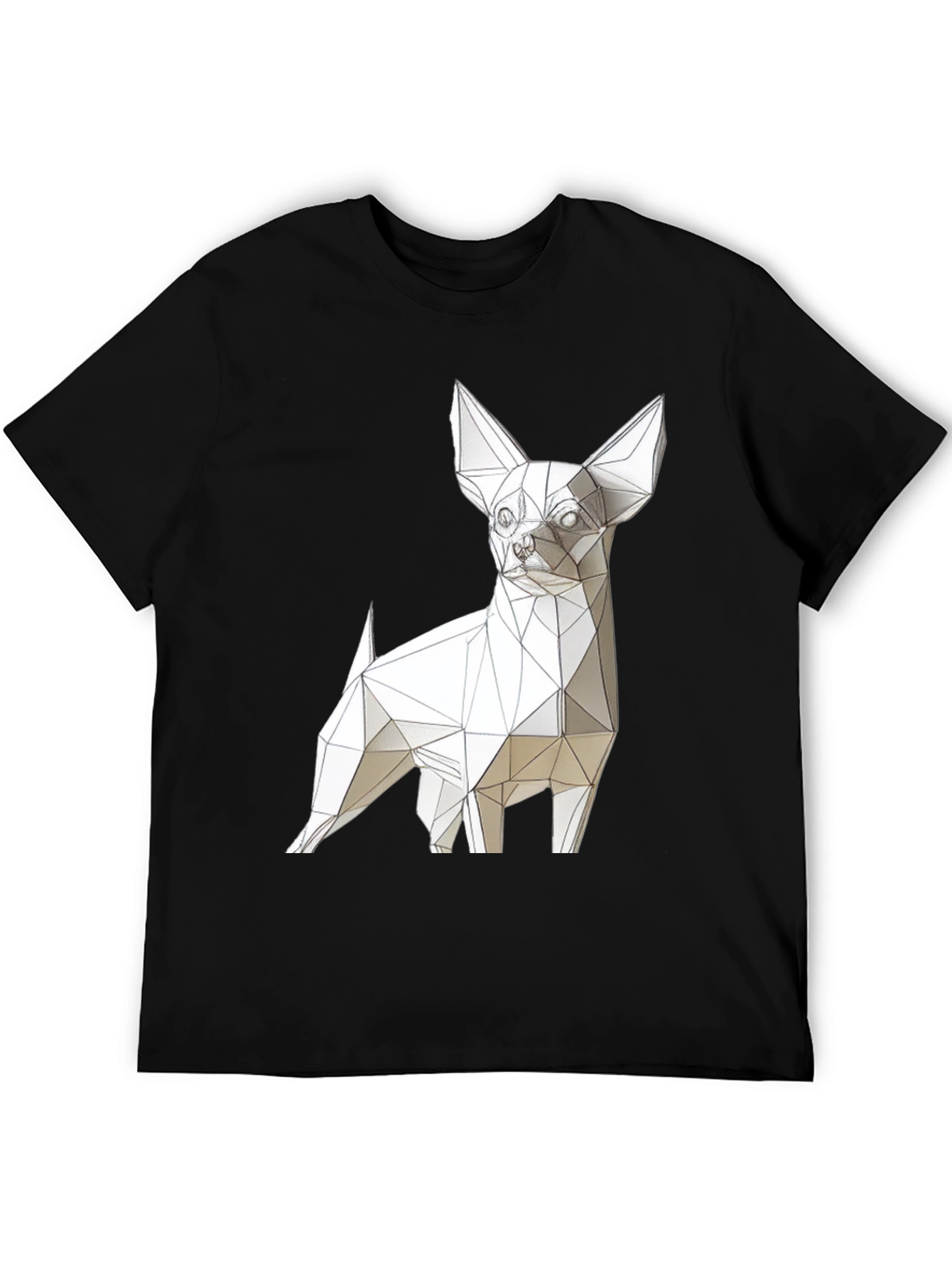 Geometric Dog Print Black T-Shirt