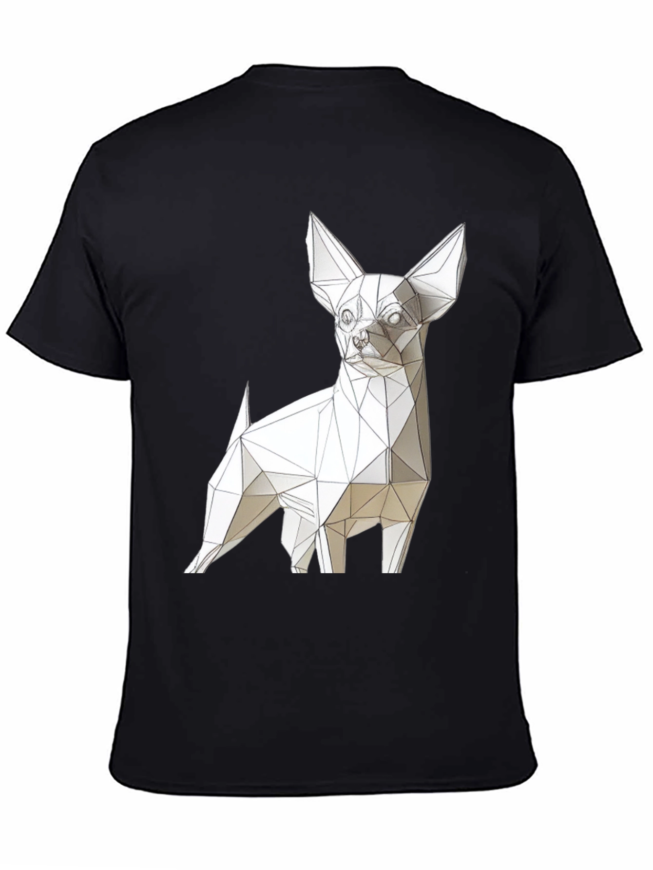 Geometric Dog Print Black T-Shirt