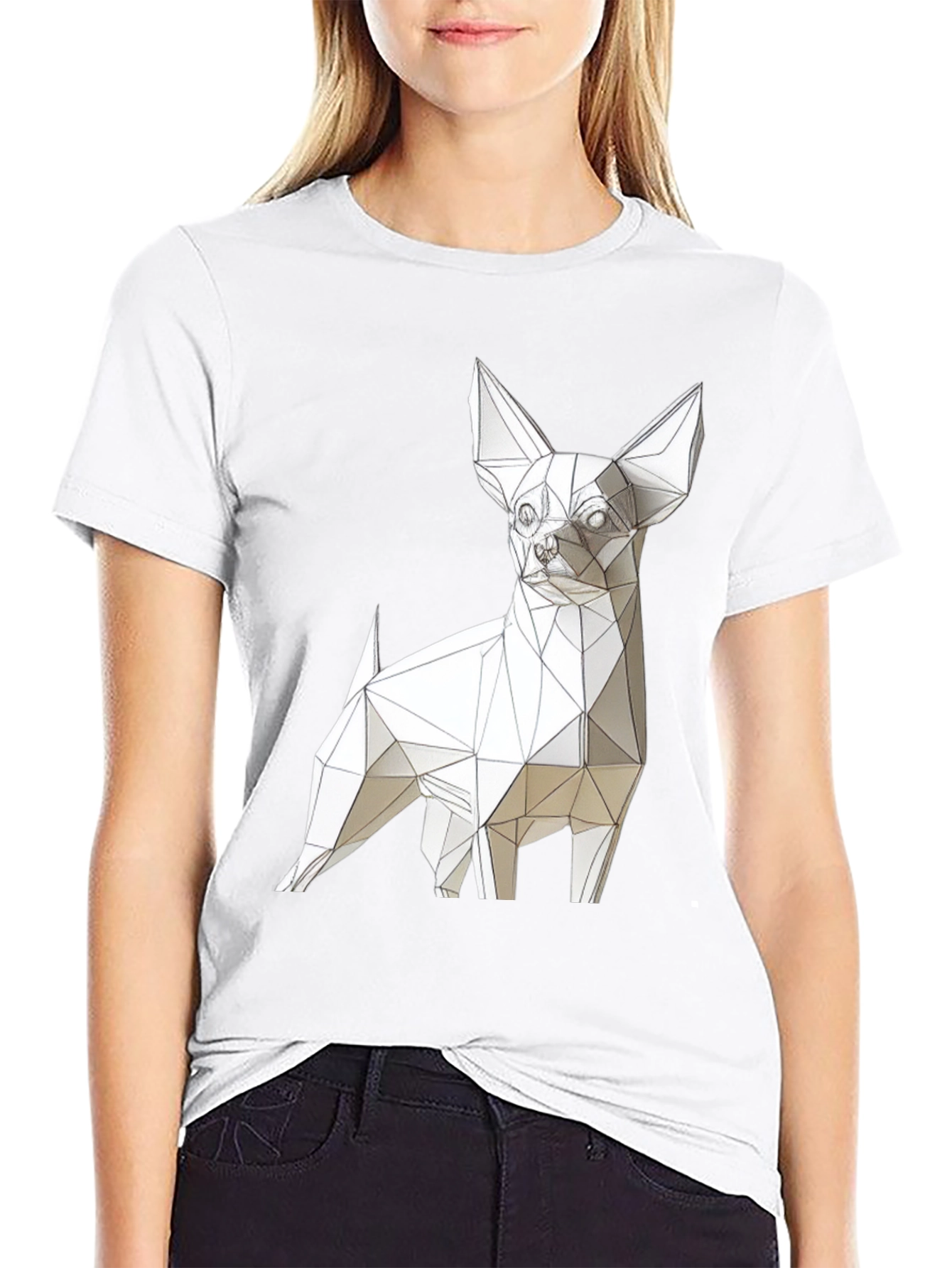 Geometric Dog Print Black T-Shirt