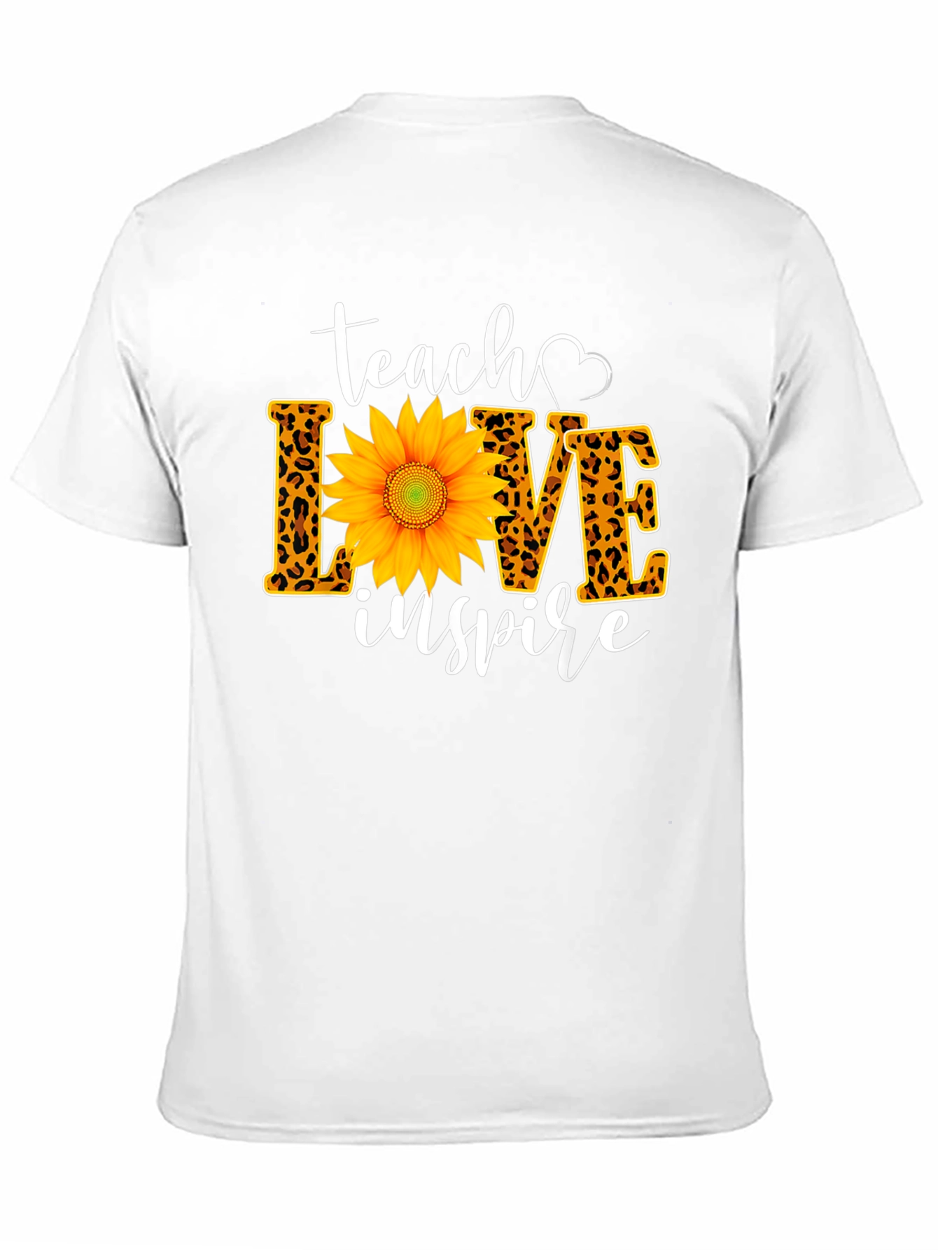 Teach Love Inspire Sunflower Leopard Print Tee