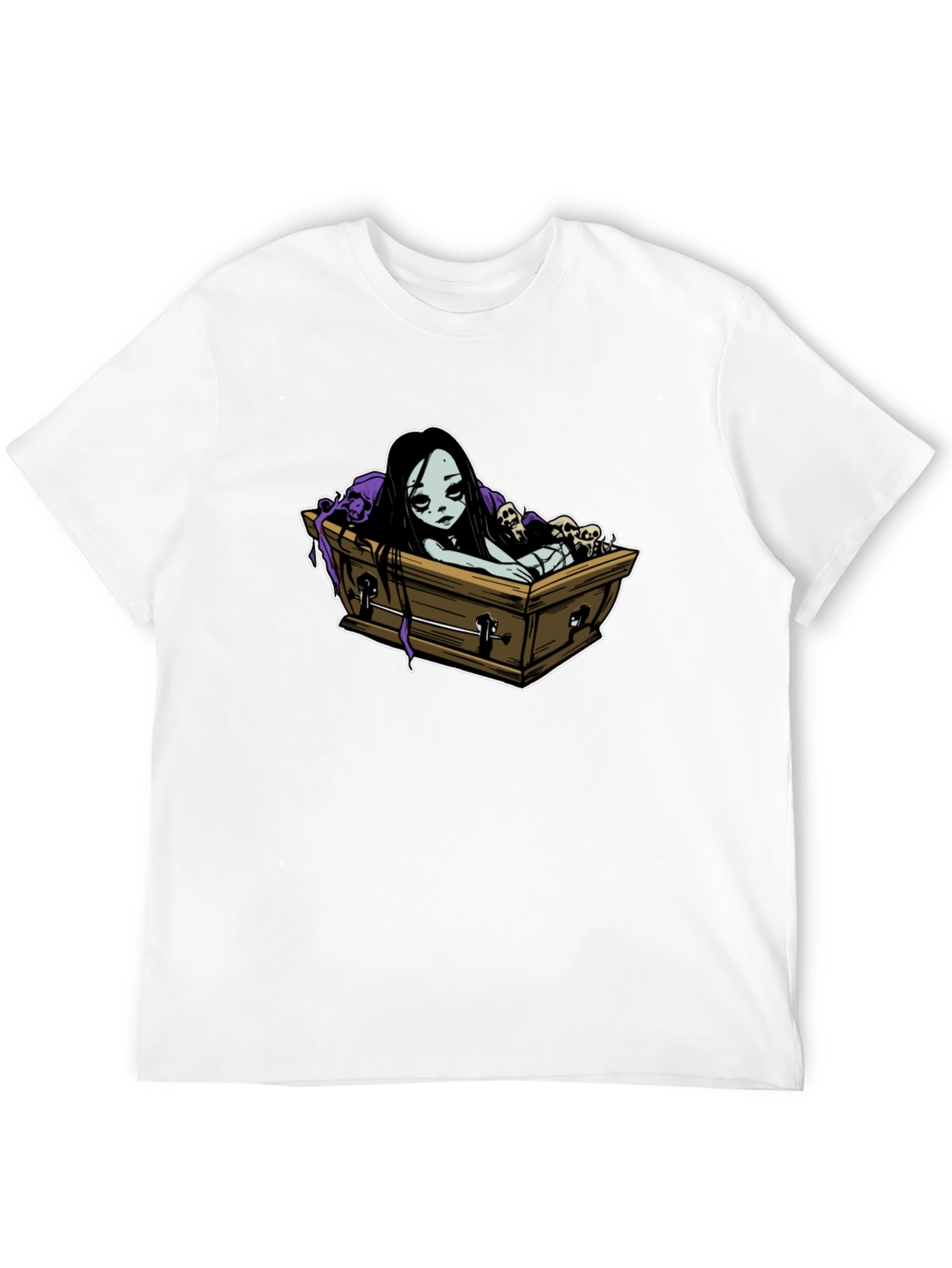 Gothic Coffin Girl Graphic T-Shirt