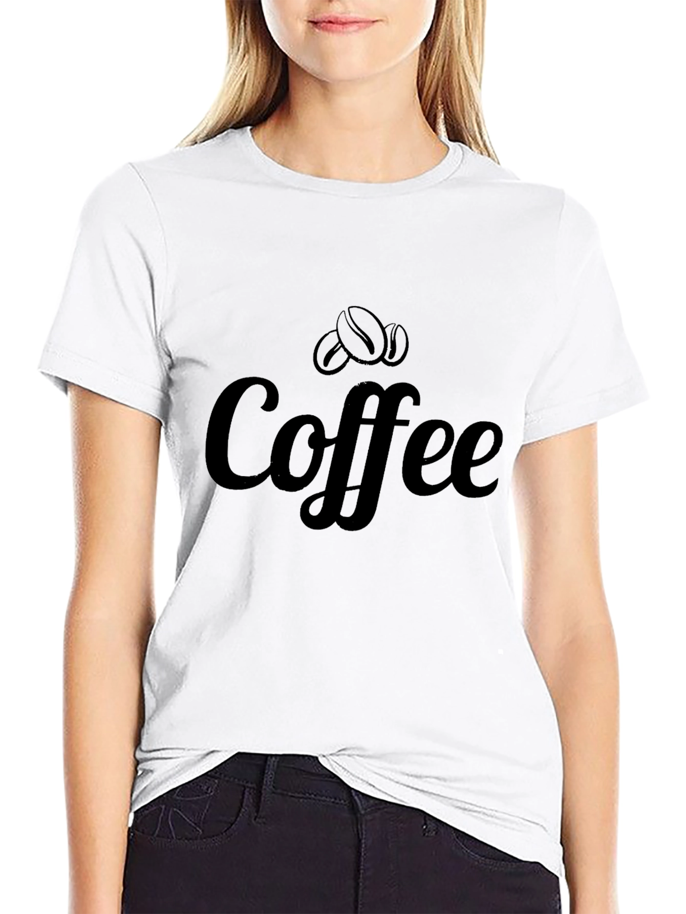 Coffee Bean Graphic Tee - Black Cotton T-Shirt