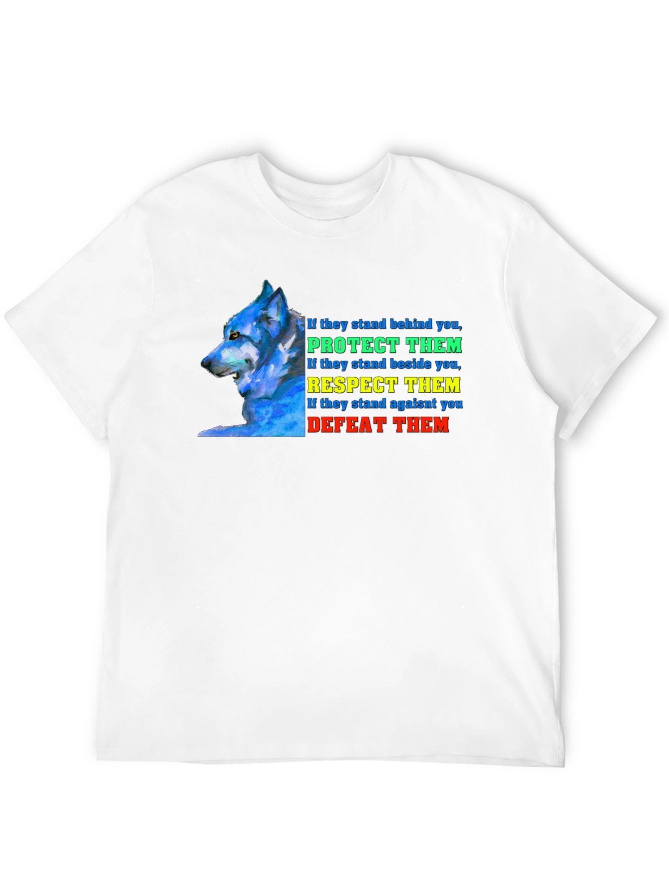 Wolf Protect Respect Defeat Graphic Tee