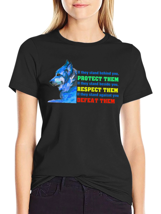 Wolf Protect Respect Defeat Graphic Tee
