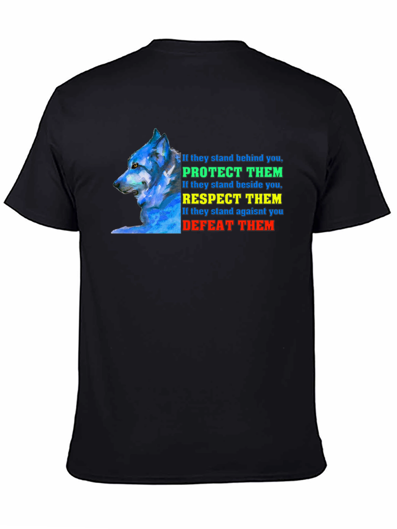 Wolf Protect Respect Defeat Graphic Tee