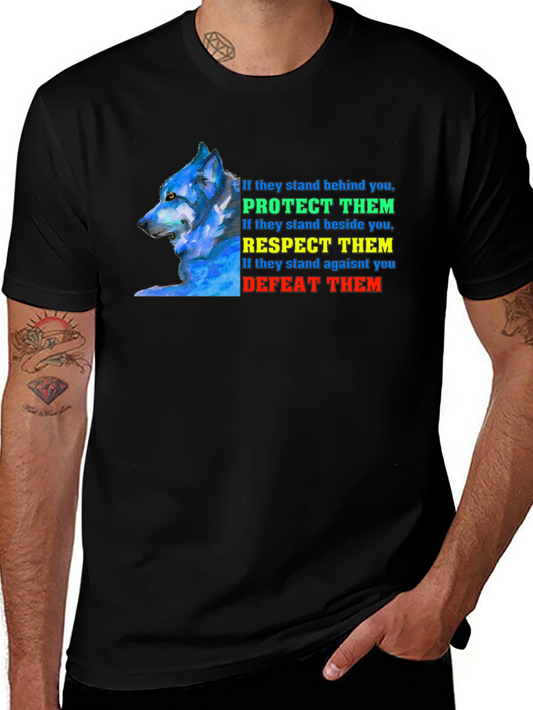 Wolf Protect Respect Defeat Graphic Tee