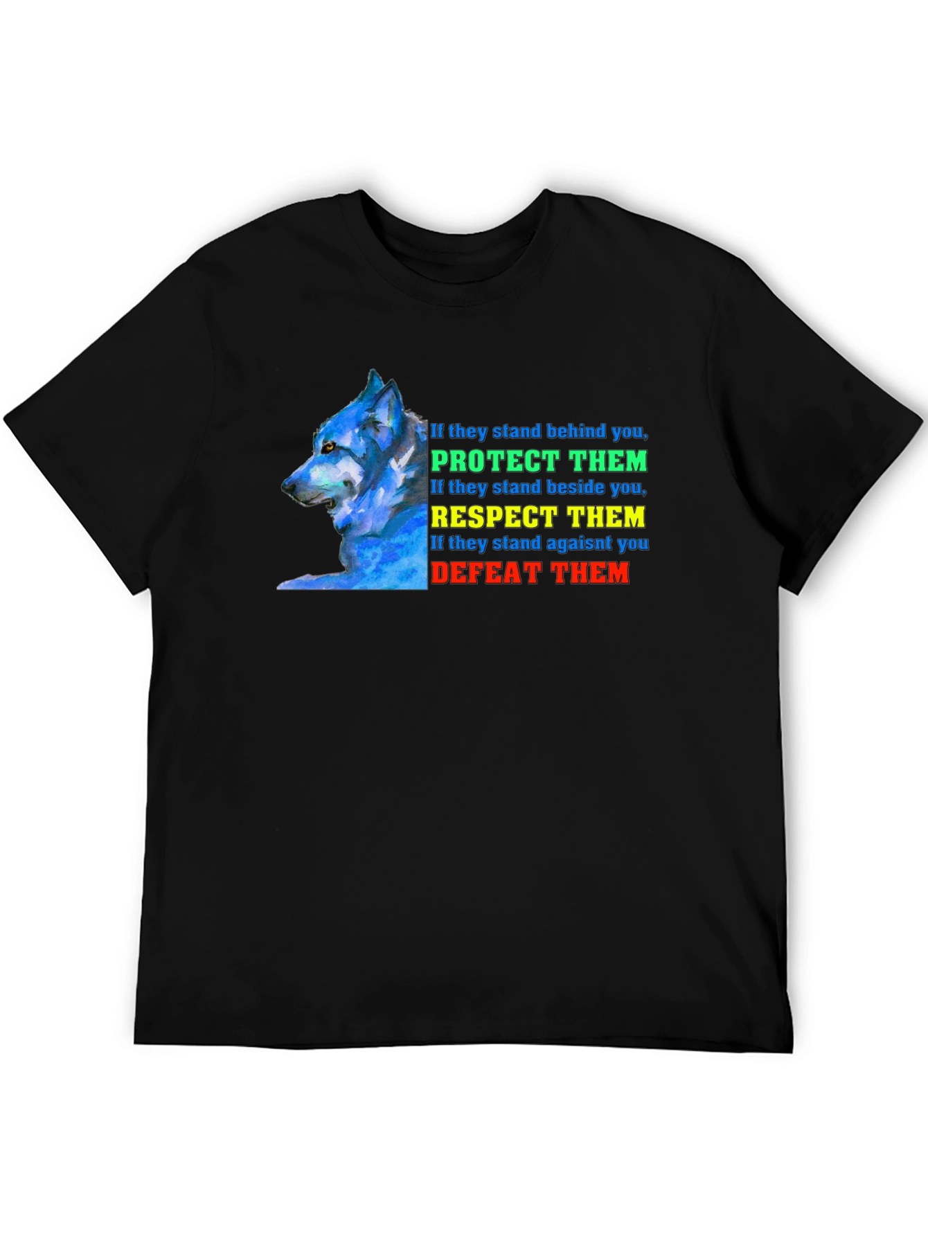 Wolf Protect Respect Defeat Graphic Tee