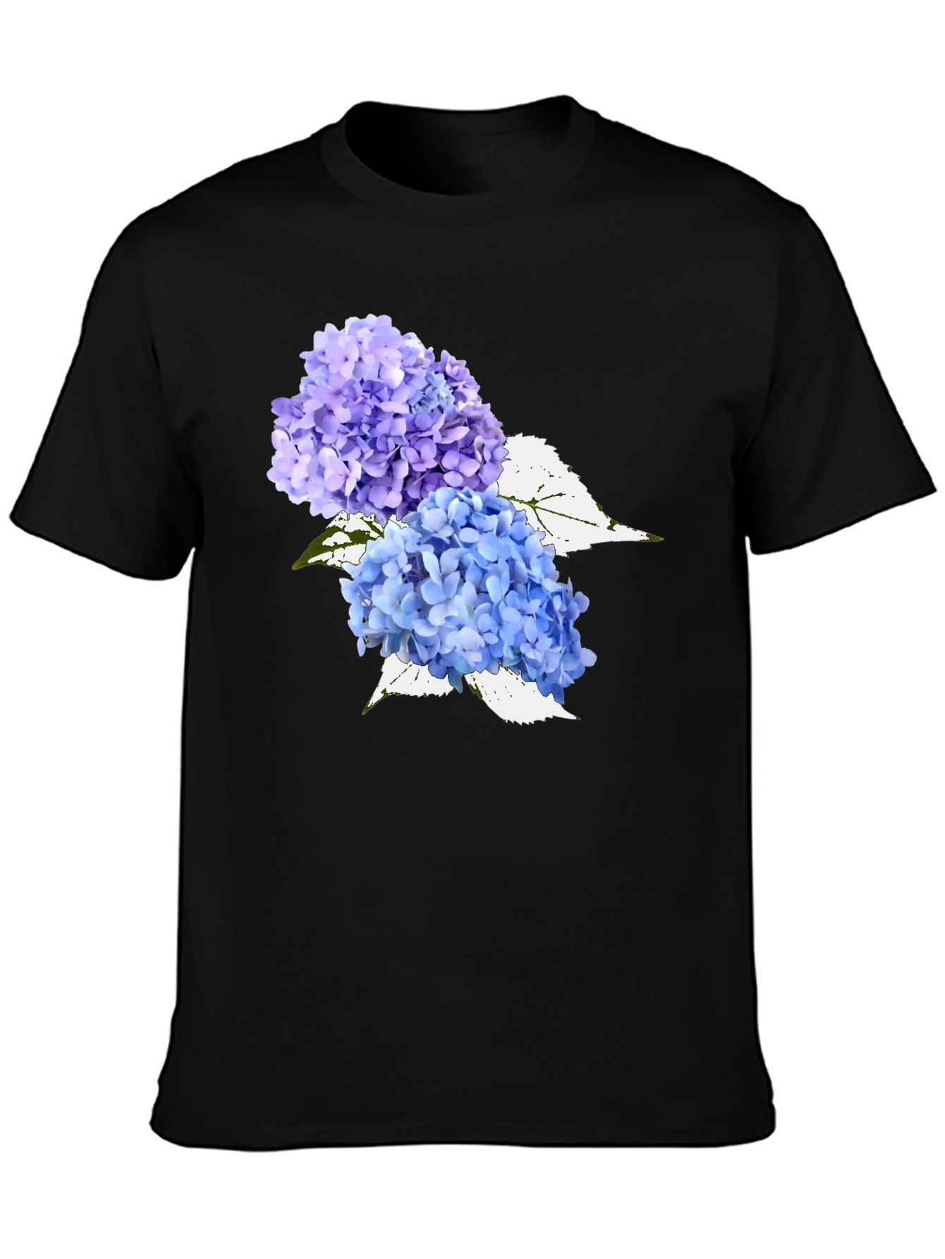 Floral Hydrangea Graphic Tee - Black