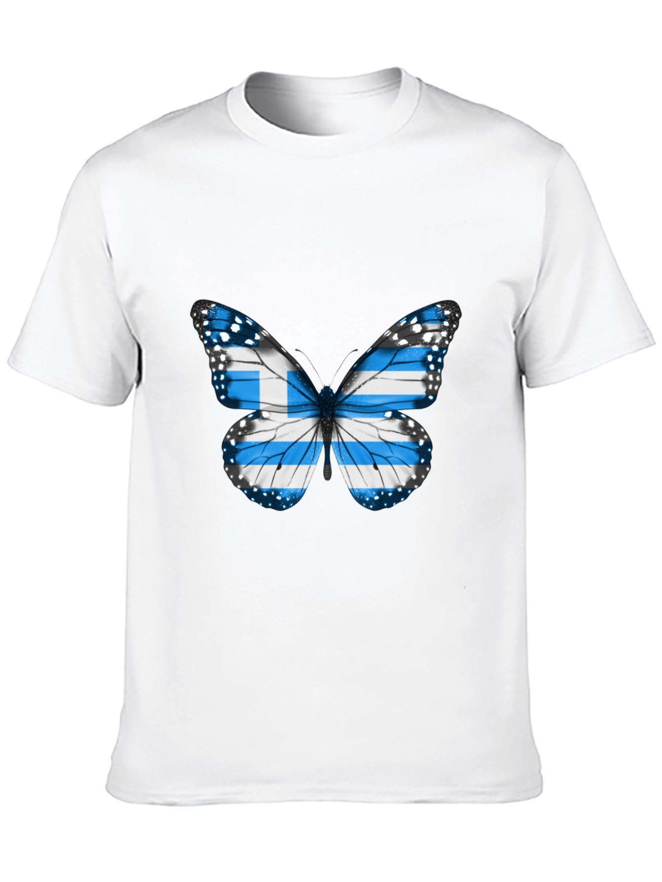 Greek Flag Butterfly Black T-Shirt