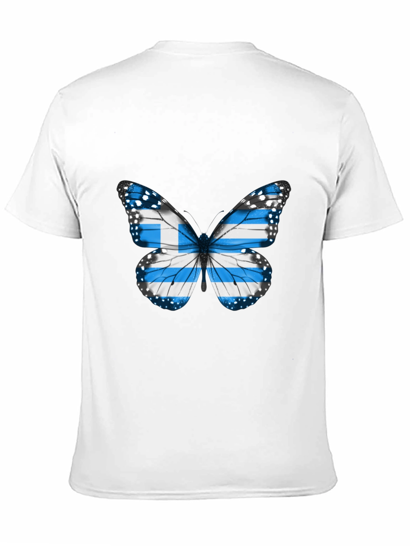 Greek Flag Butterfly Black T-Shirt