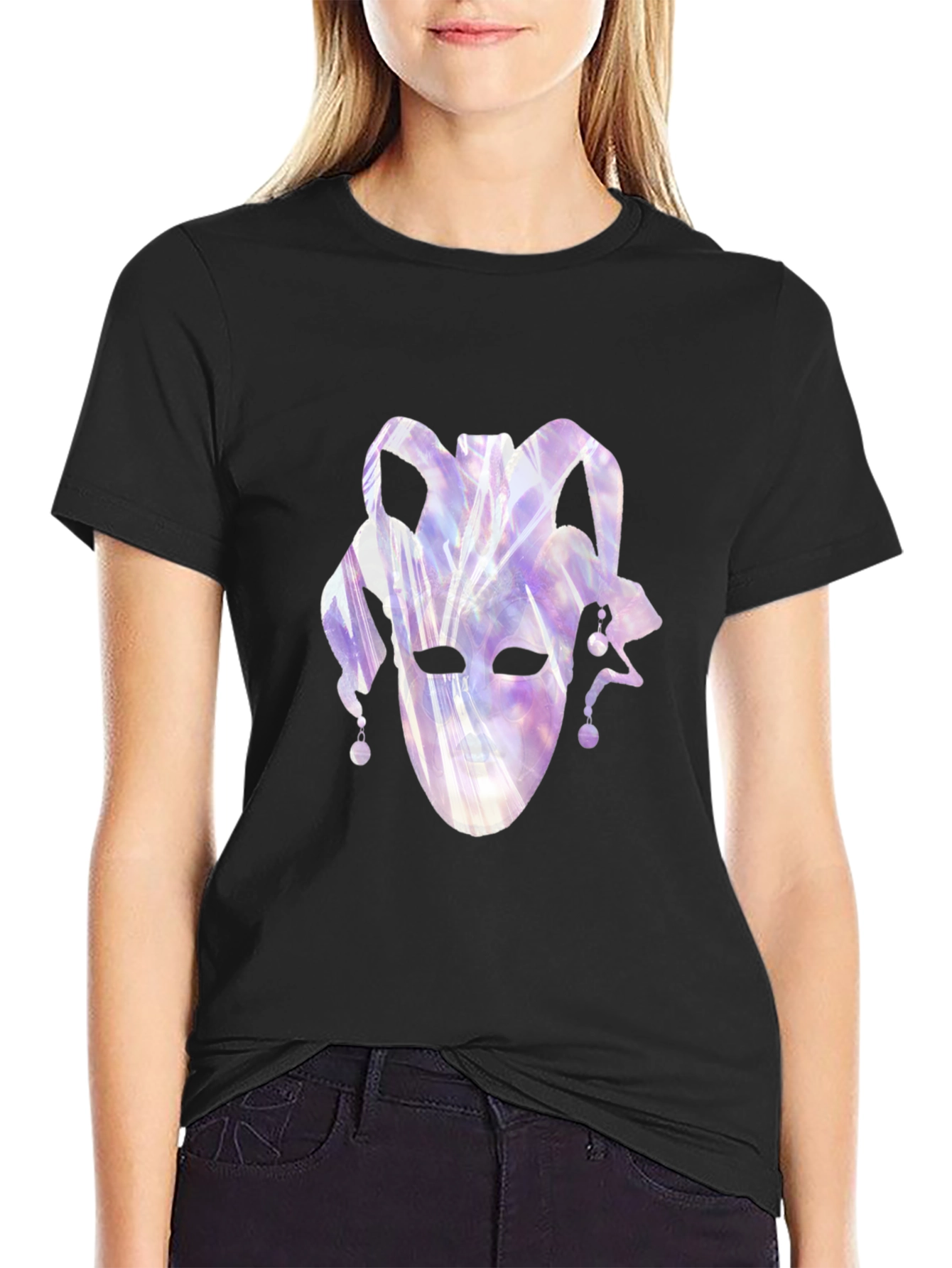 Jester Mask Graphic Black T-Shirt