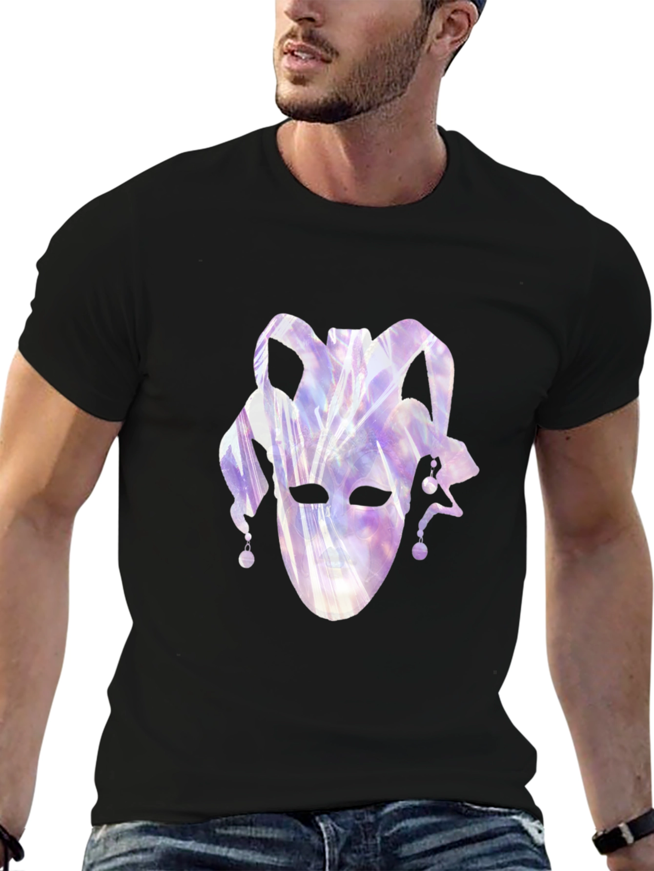 Jester Mask Graphic Black T-Shirt