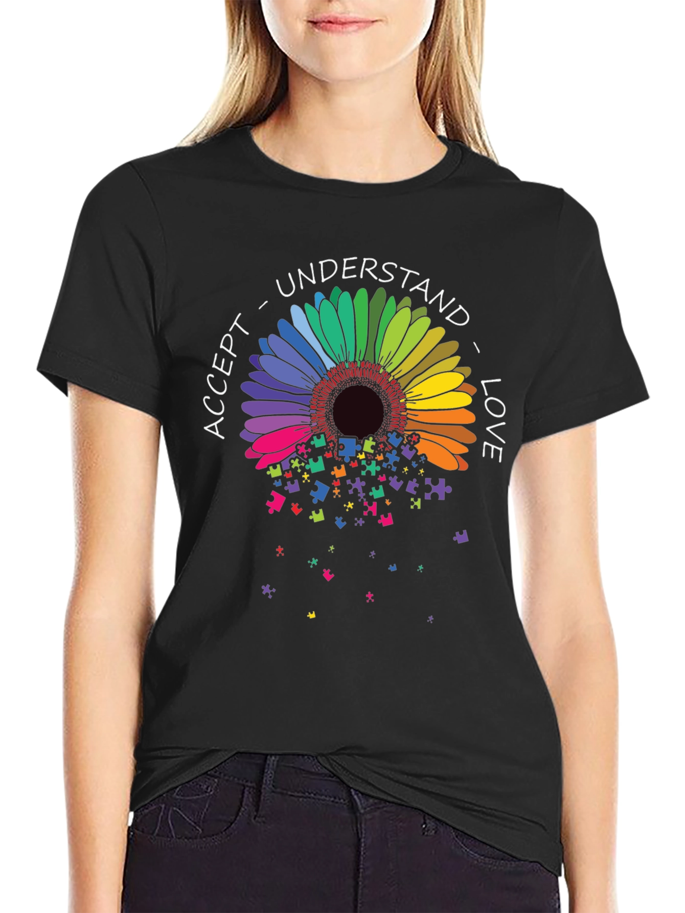 Autism Awareness Sunflower Puzzle T-Shirt