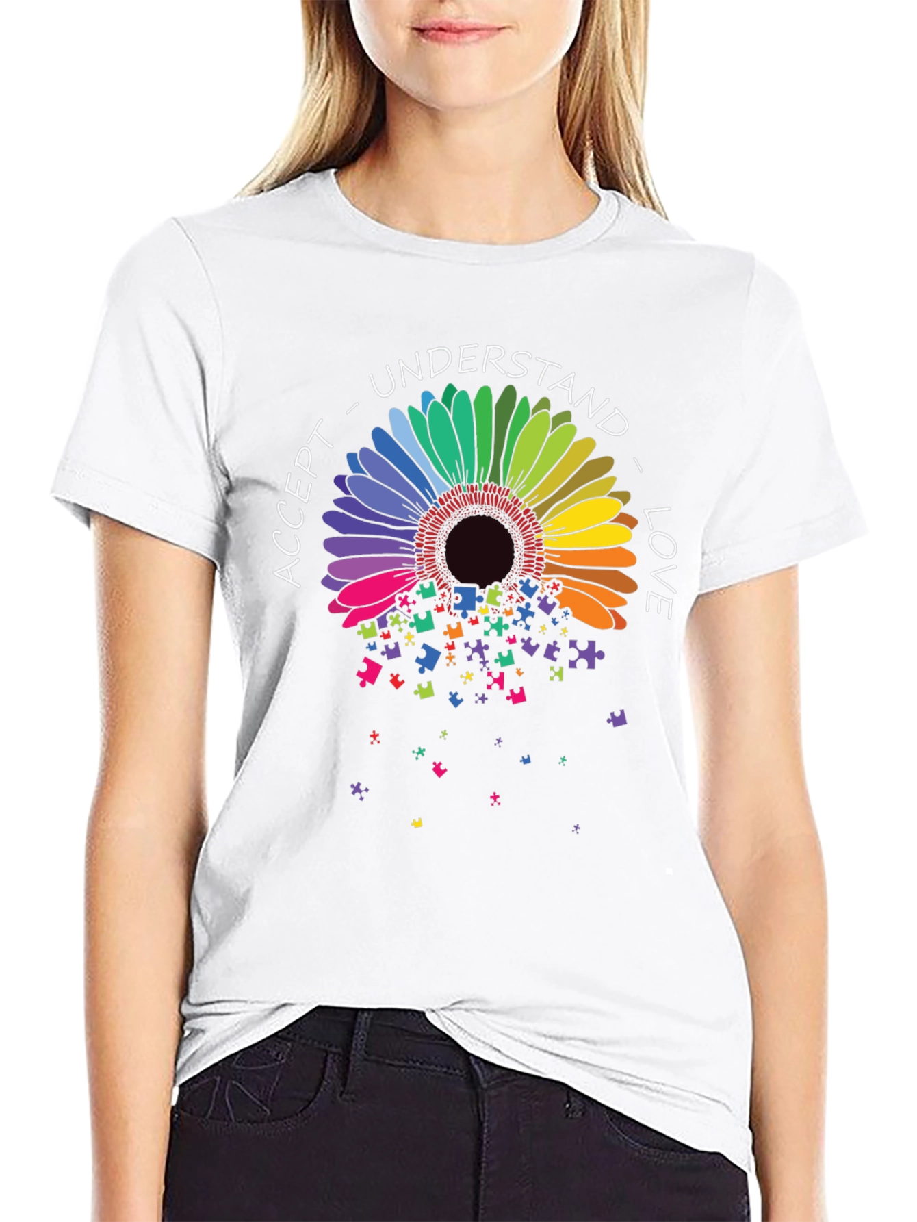 Autism Awareness Sunflower Puzzle T-Shirt