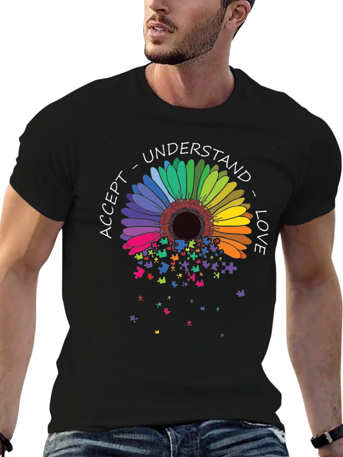 Autism Awareness Sunflower Puzzle T-Shirt