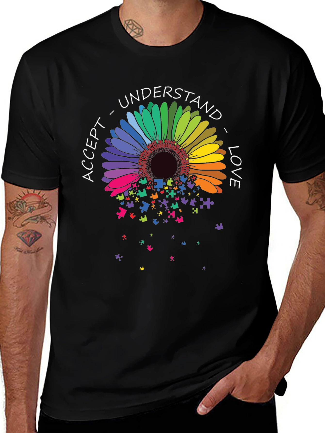 Autism Awareness Sunflower Puzzle T-Shirt