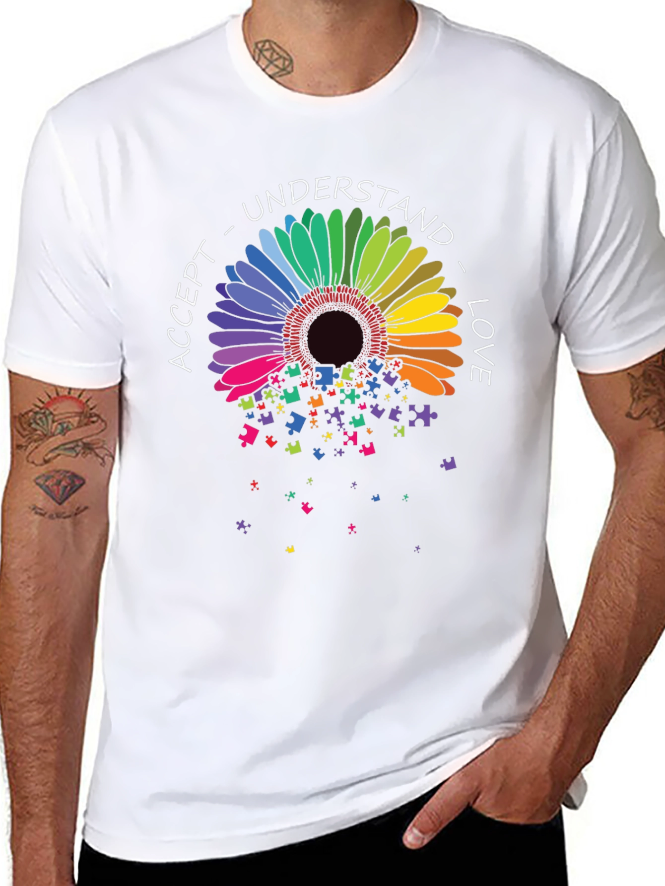 Autism Awareness Sunflower Puzzle T-Shirt