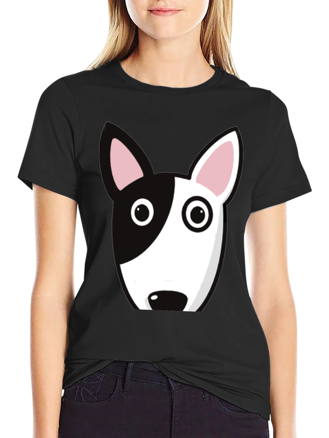 Dog Face Graphic Tee - Bull Terrier Style