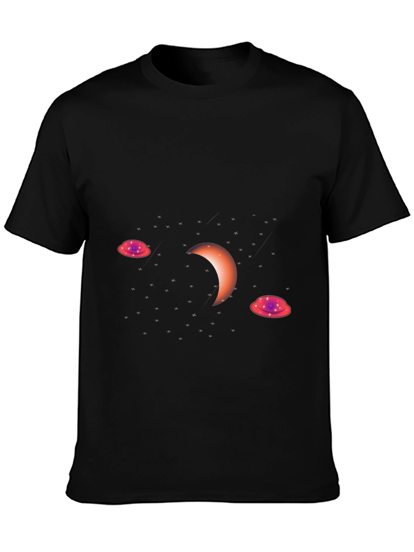 Cosmic Crescent Black T-Shirt
