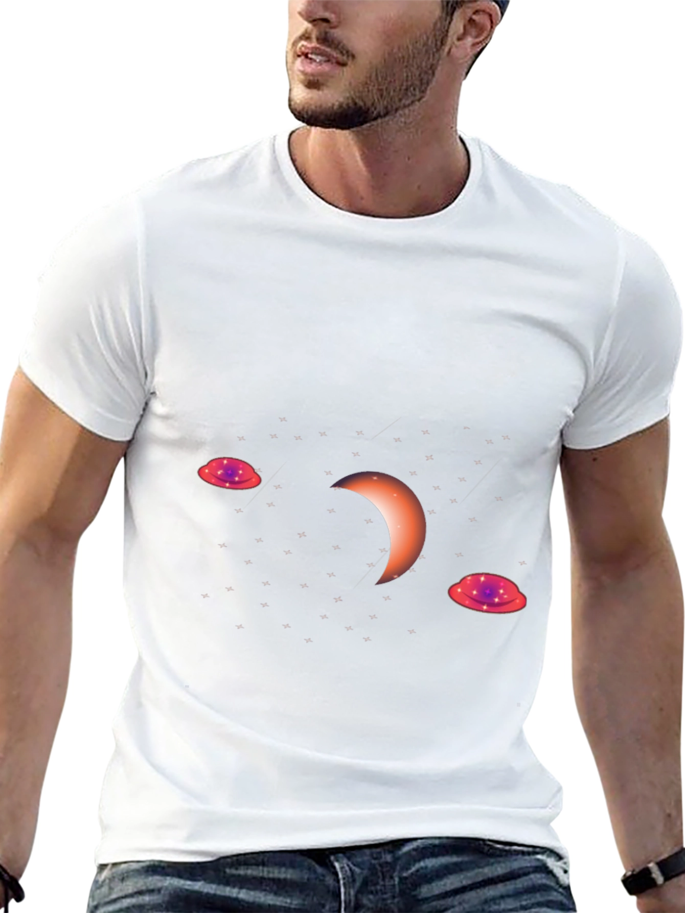 Cosmic Crescent Black T-Shirt