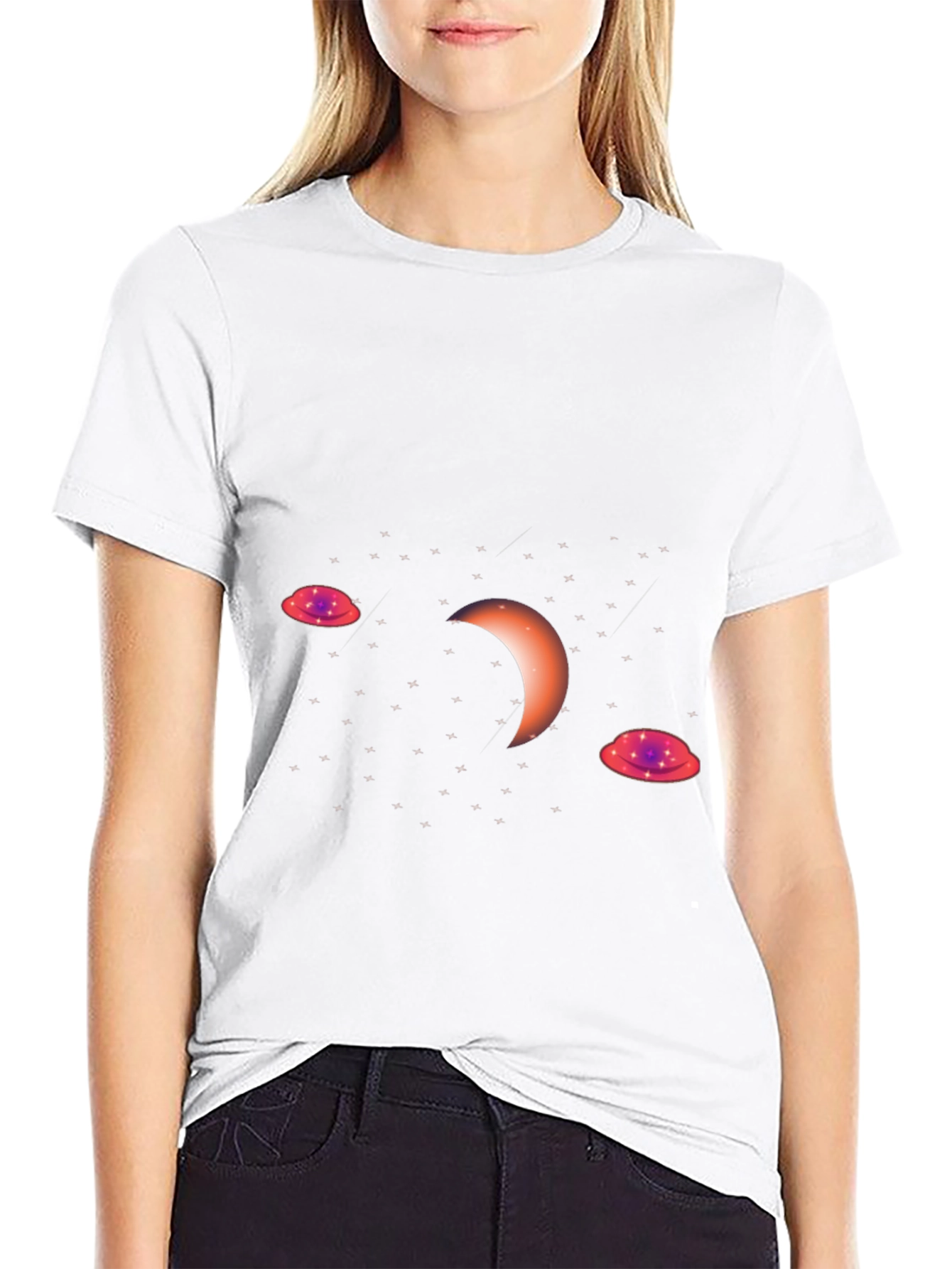 Cosmic Crescent Black T-Shirt