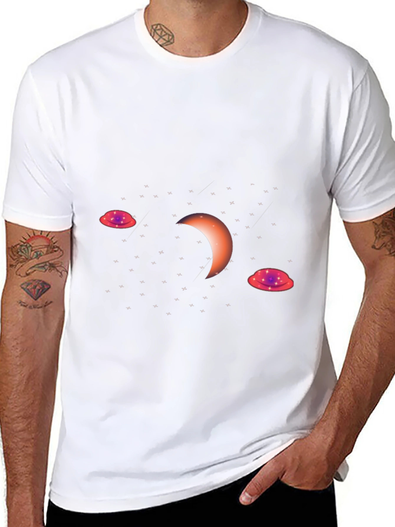 Cosmic Crescent Black T-Shirt