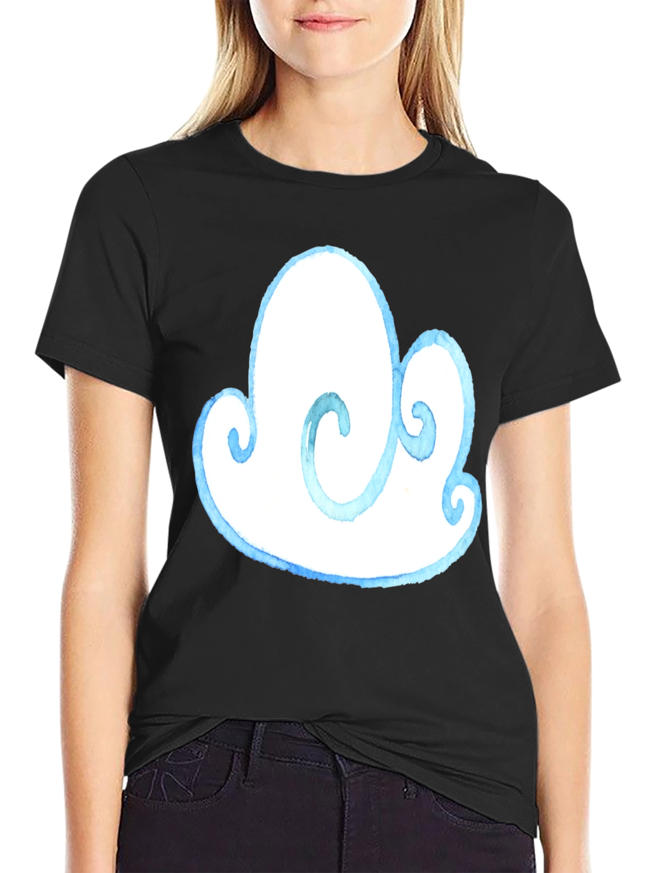 Cloud Graphic Tee - Black Cotton T-Shirt