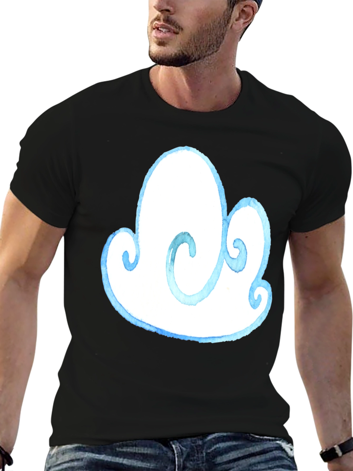 Cloud Graphic Tee - Black Cotton T-Shirt