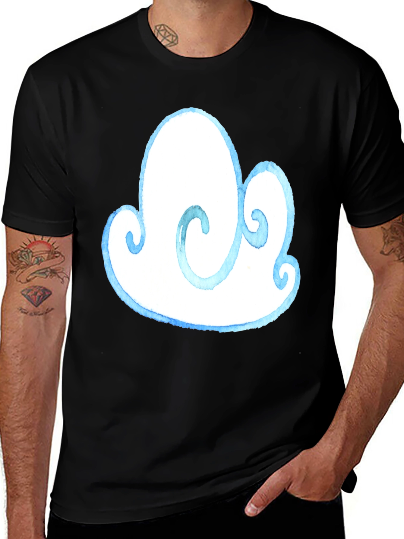 Cloud Graphic Tee - Black Cotton T-Shirt