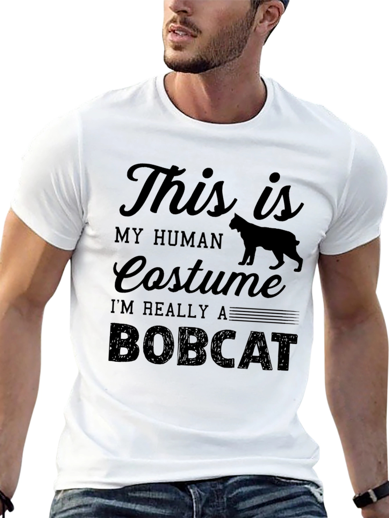 Bobcat Costume Graphic T-Shirt - Funny Animal Tee