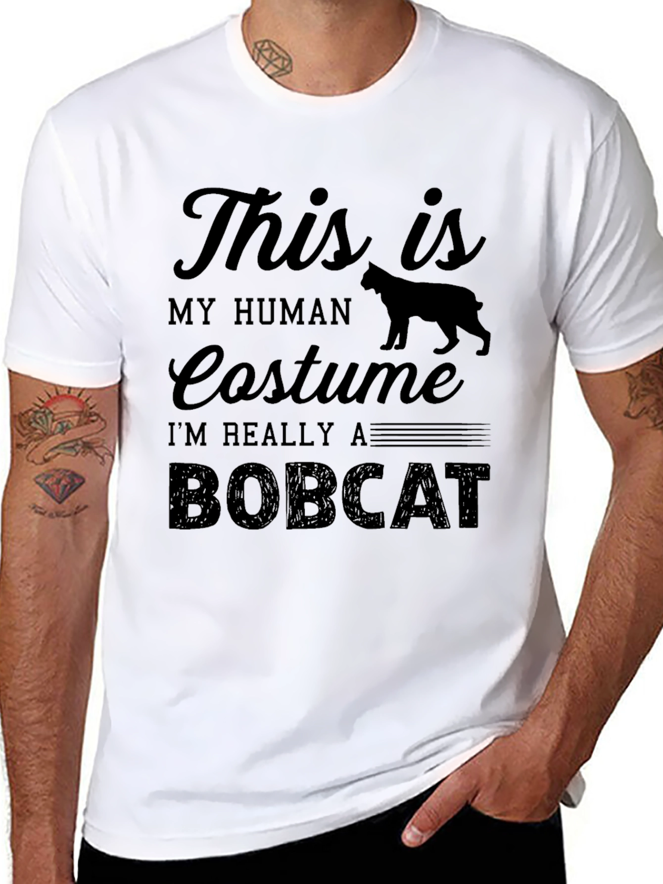 Bobcat Costume Graphic T-Shirt - Funny Animal Tee