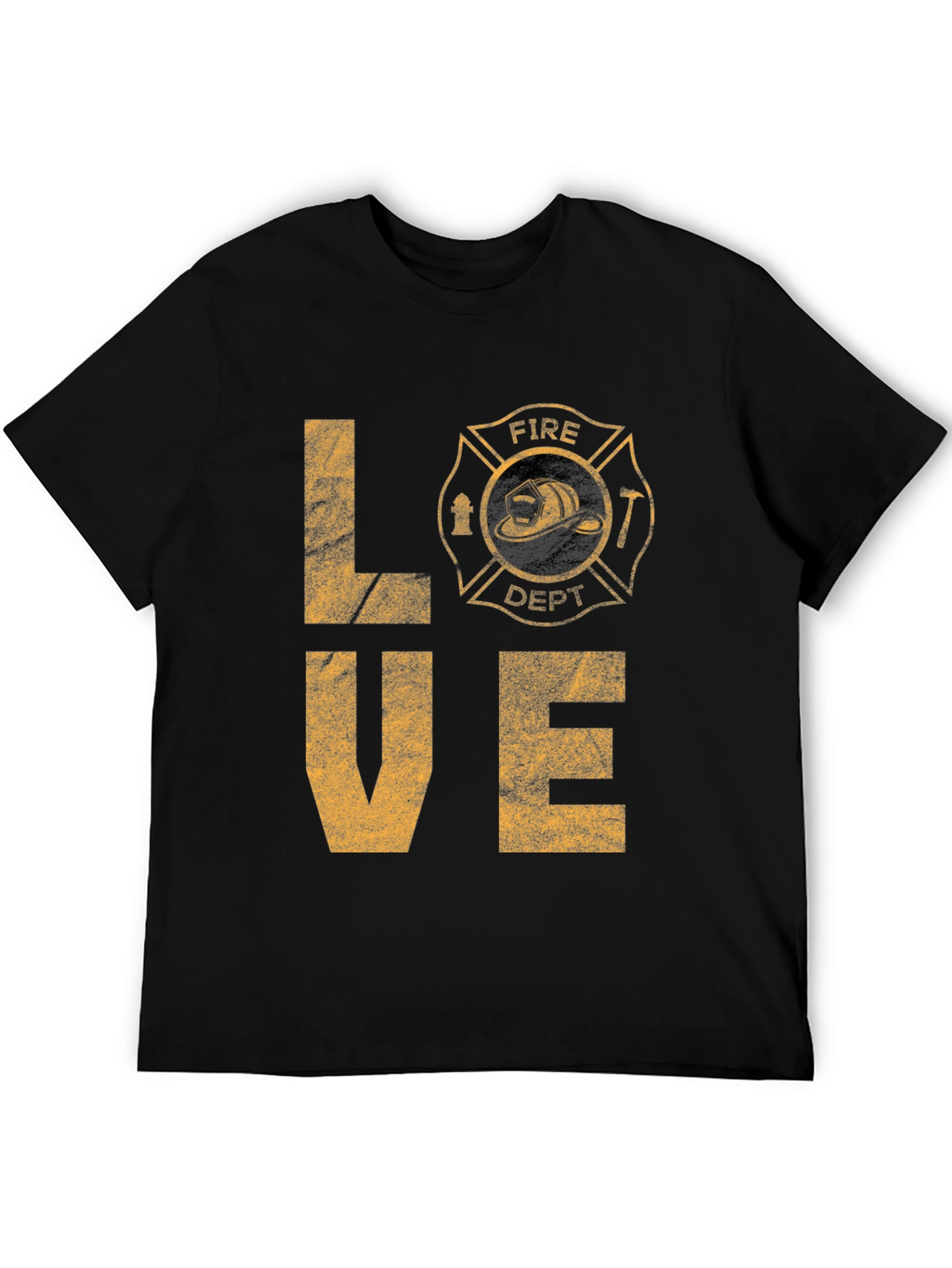 Fire Dept LOVE Graphic T-Shirt - Black Cotton Tee