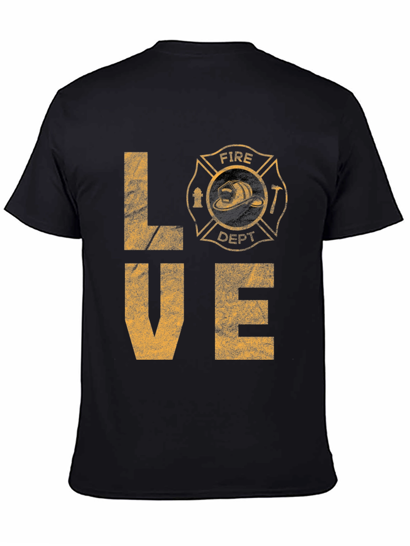 Fire Dept LOVE Graphic T-Shirt - Black Cotton Tee