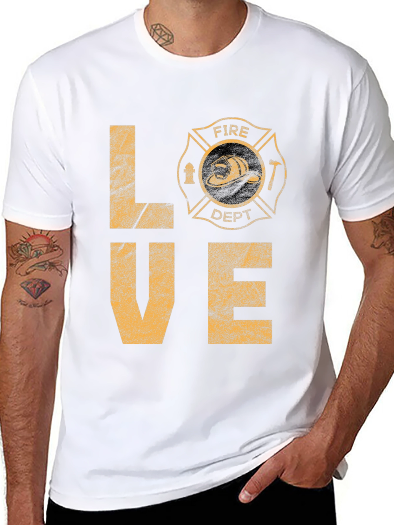 Fire Dept LOVE Graphic T-Shirt - Black Cotton Tee